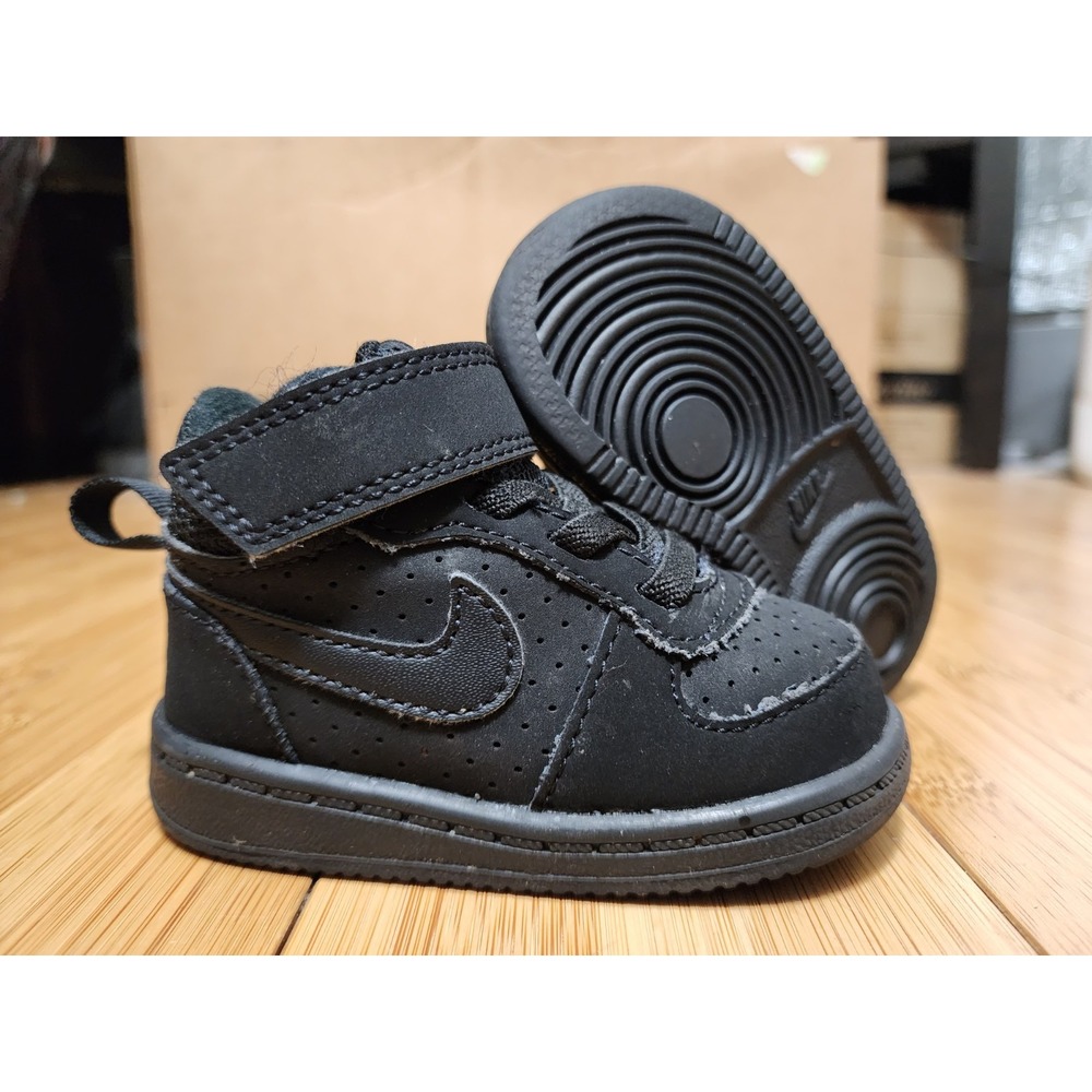 Nike Court Borough Mid Shoes Toddler 3C Triple Black 870027-001 Sneakers